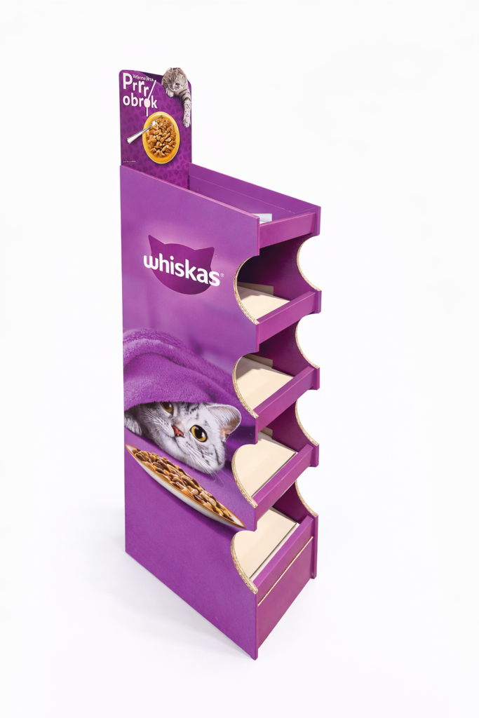 Espositore Whiskas a 5 ripiani - Display torre viola per alimenti gatti